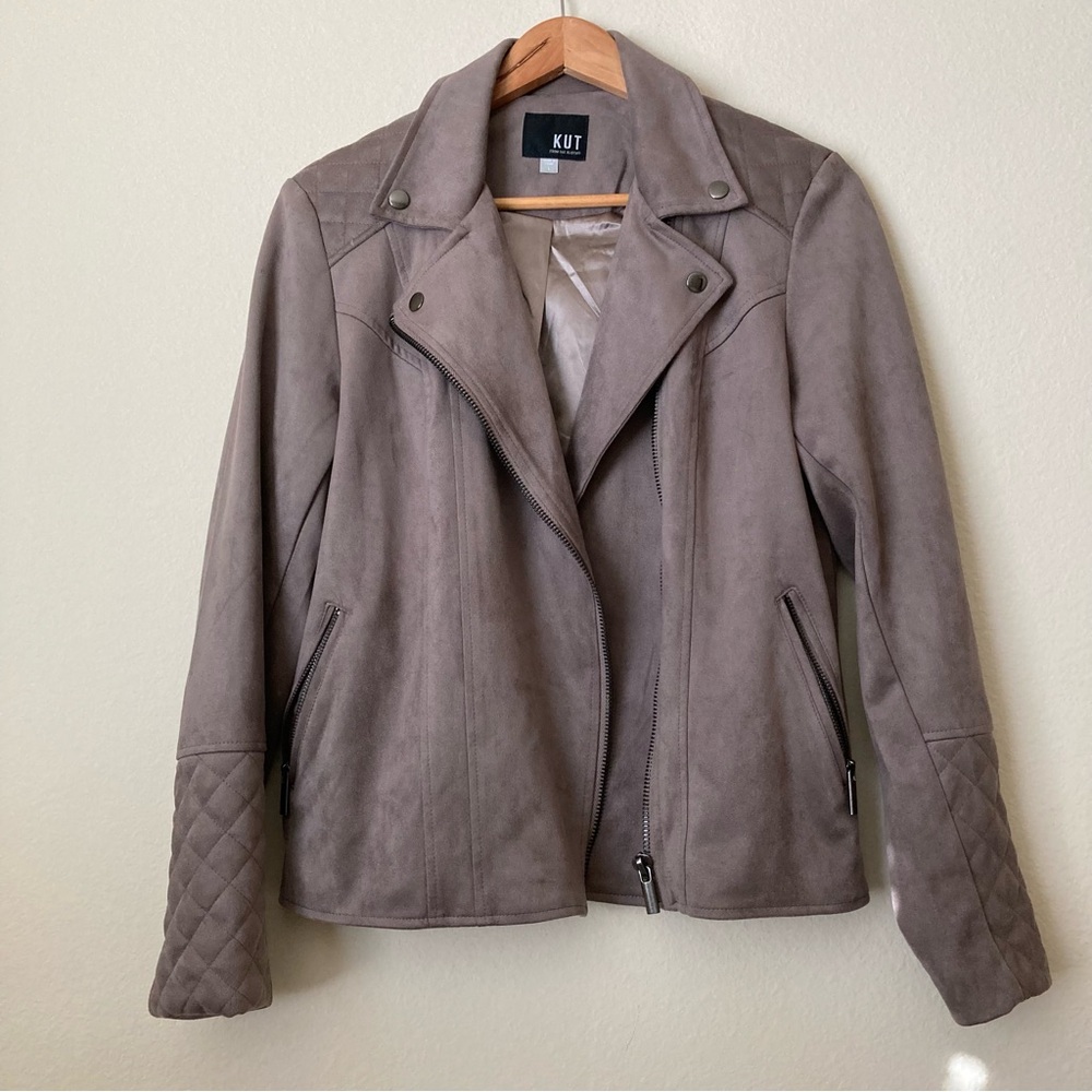 Kut from the Kloth Tan Faux Suede Moto Jacket - Picture 6 of 10